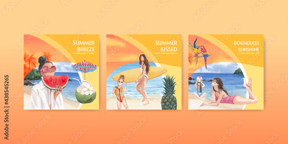 Banner template with summer vibes concept,watercolor style Banner template with summer vibes concept,watercolor style