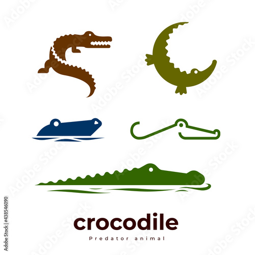crocodile reptile logo set