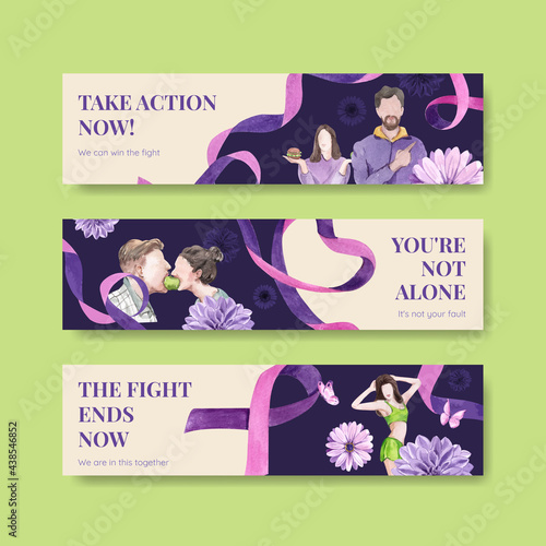 Banner template World Eating Disorders Action Day concept,watercolor style
