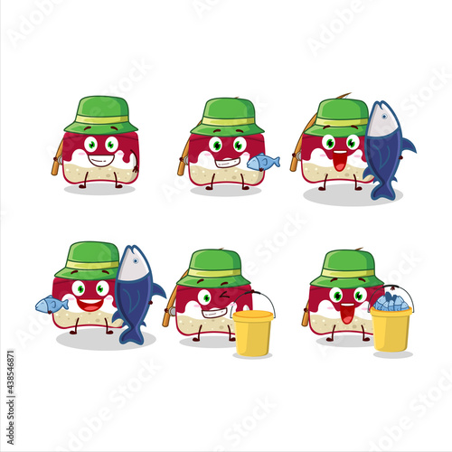 A fisherman cherry cake cartoon picture catch a big fish