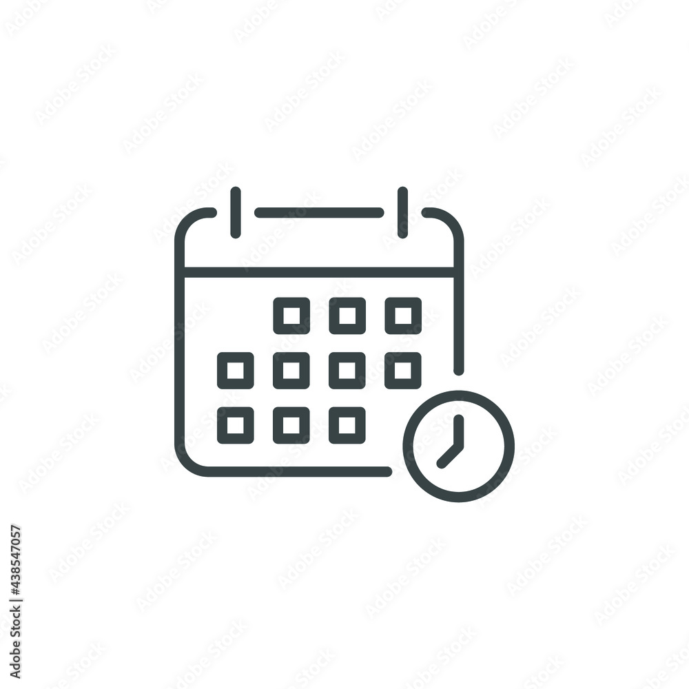 Calendar line icon. Simple outline style. Date, year, day, pictogram, schedule, time, deadline, meeting reminder concept. Vector illustration isolated on white background. Thin stroke EPS 10. Calendar line icon. Simple outline style. Date, year, day, pictogram, schedule, time, deadline, meeting reminder concept. Vector illustration isolated on white background. Thin stroke EPS 10.