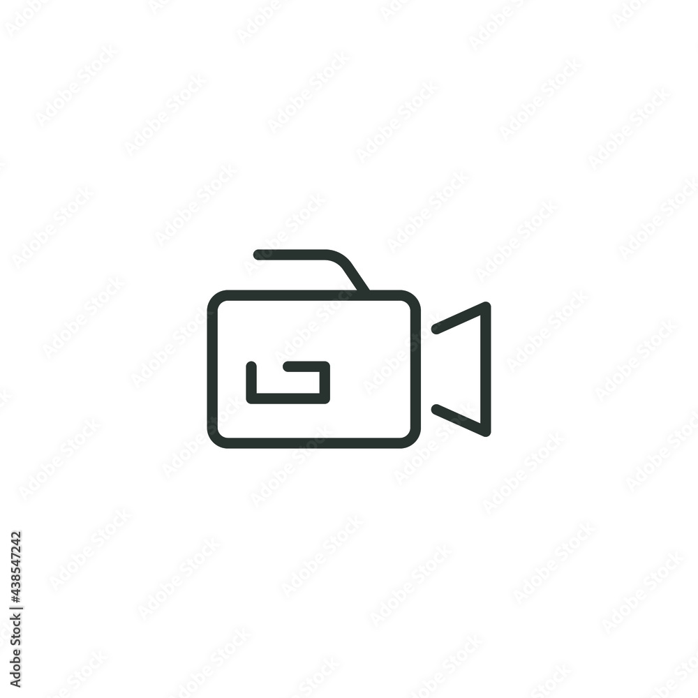 Camera video line icon. Simple outline style. Camcoder, tv, vector, illustration, internet, movie, old, film concept. Vector illustration isolated on white background. Thin stroke EPS 10. Camera video line icon. Simple outline style. Camcoder, tv, vector, illustration, internet, movie, old, film concept. Vector illustration isolated on white background. Thin stroke EPS 10.