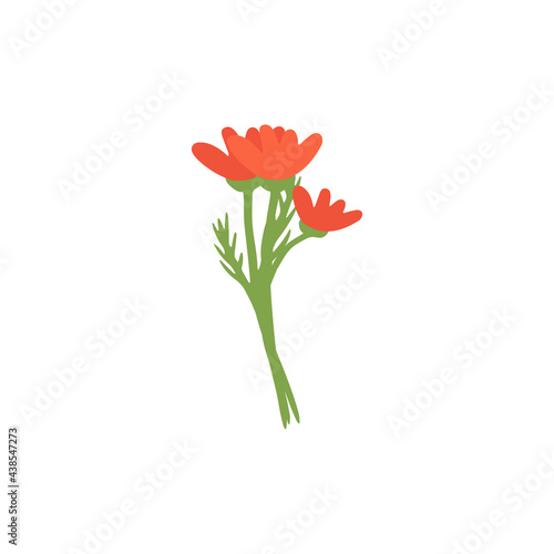Hand drawn flat decorative flowers. Vector plants elements for design, web design, textile, ceramics, wrapping, wallpaper, cover