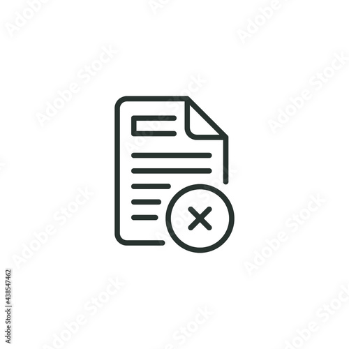 Cancel document line icon. Simple outline style. Cross, delete, deny, page, error, fail concept. Thin line symbol. Vector illustration isolated on white background. Thin stroke EPS 10.