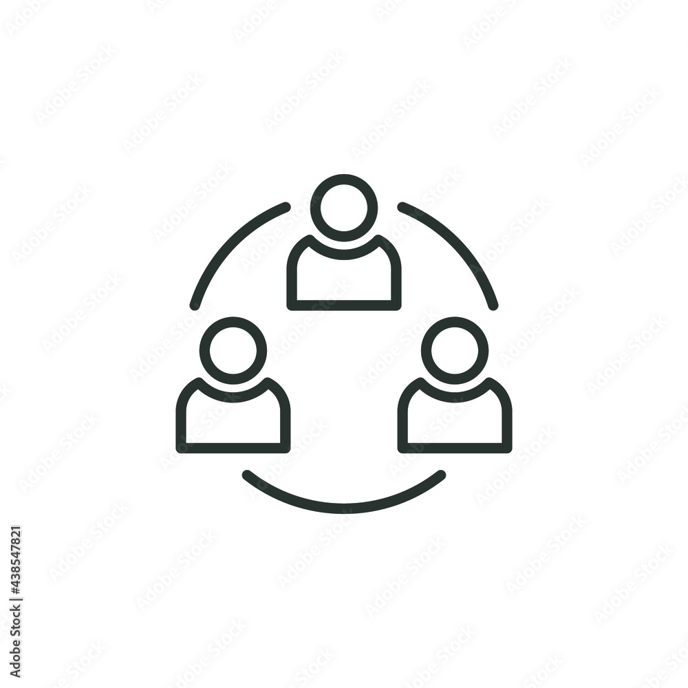 Collaboration line icon. Simple outline icon. Communication, partnership, research, group, alliance, business, team concept. Vector illustration isolated on white background. Thin stroke EPS 10. Collaboration line icon. Simple outline icon. Communication, partnership, research, group, alliance, business, team concept. Vector illustration isolated on white background. Thin stroke EPS 10.