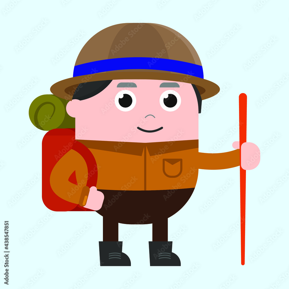 cute boy hiking adventure icon illustration vector graphic cute boy hiking adventure icon illustration vector graphic