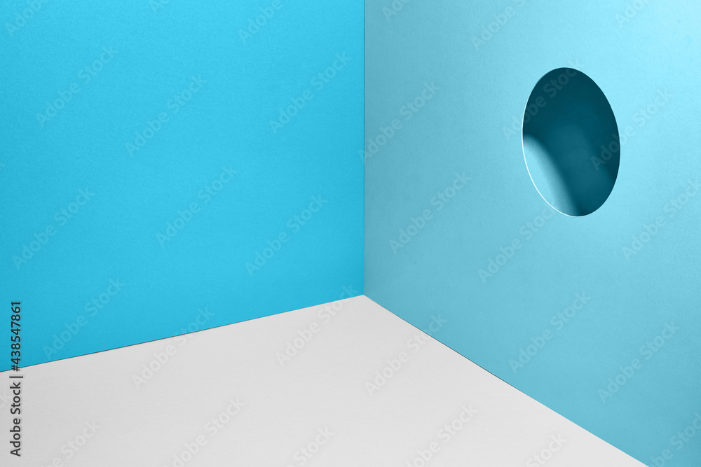 Cut out round hole in color paper with 3D view - obrazy, fototapety, plakaty 