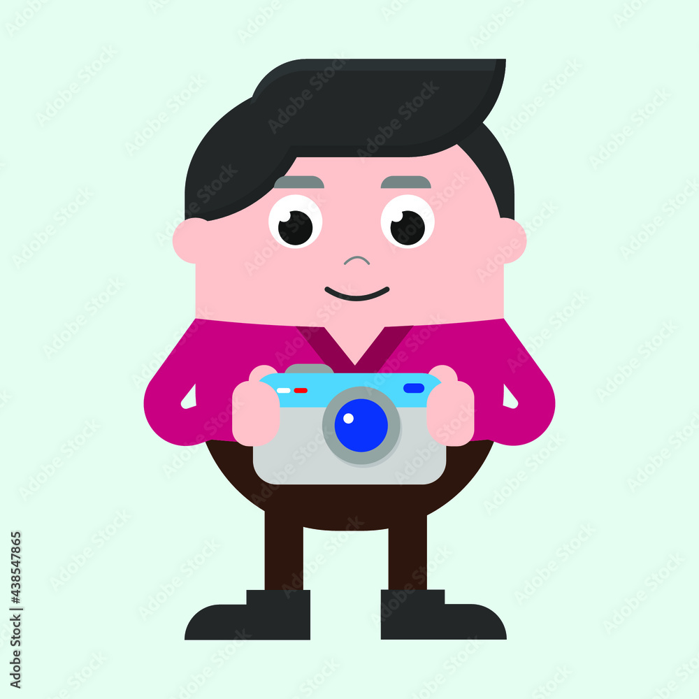 cute boy photography icon illustration vector graphic