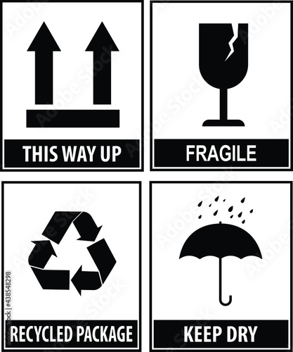 Vector packaging symbols set on white background