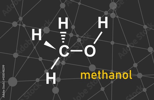 Formula of methanol. Concept of medicine and industry