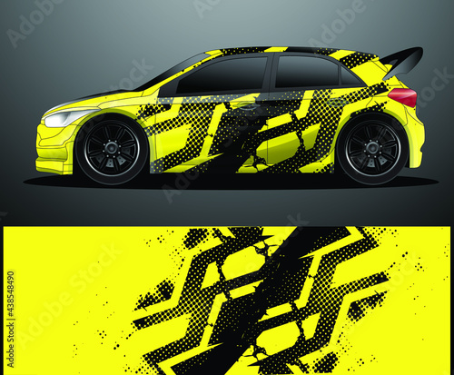Rally car decal graphic wrap vector, abstract background