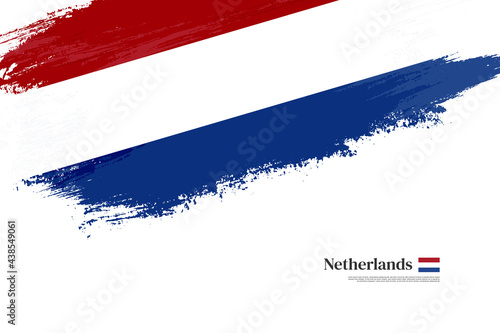 Happy independence day of Netherlands with grungy stylish brush flag background