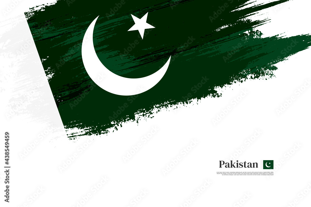 Happy independence day of Pakistan with grungy stylish brush flag background Happy independence day of Pakistan with grungy stylish brush flag background