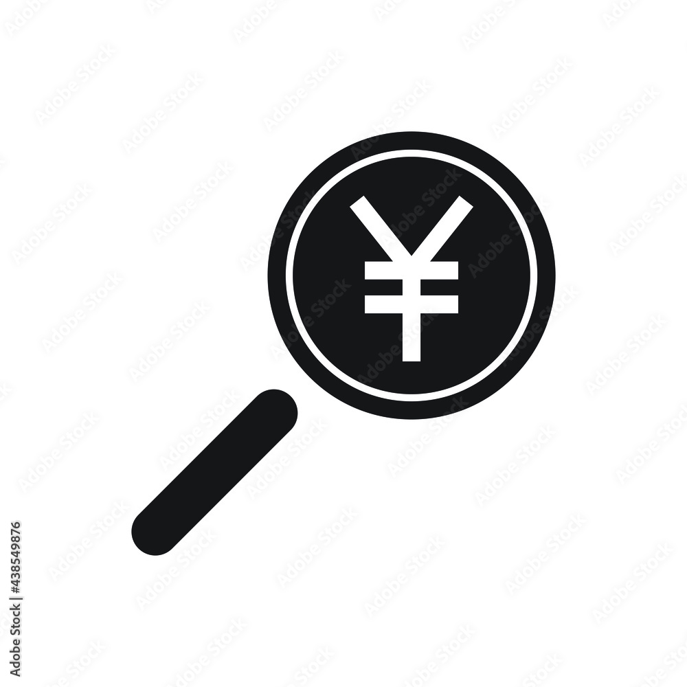Fototapeta premium Japanese yen mark in a loupe. vector illustration