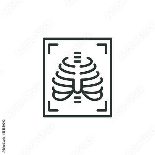 X-ray line icon. Simple outline style. Radiology, chest, scan, medical, skeleton, bone, technology, medical concept. Vector illustration isolated on white background. Thin stroke EPS 10
