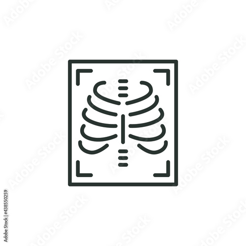 X-ray line icon. Simple outline style. Radiology, chest, scan, medical, skeleton, bone, technology, medical concept. Vector illustration isolated on white background. Thin stroke EPS 10