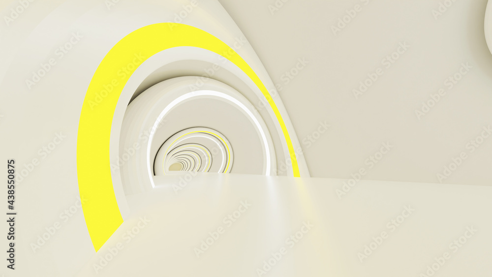 Obraz premium Futuristic white tunnel 3D rendering in abstract