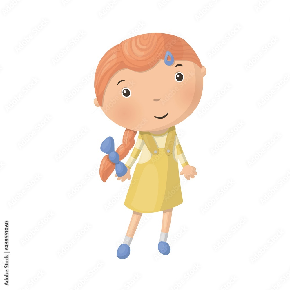 Cute little cartoon girl isolated on white background. Vector illustration. Cute little cartoon girl isolated on white background. Vector illustration.