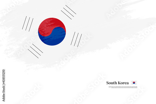 Happy independence day of South Korea with grungy stylish brush flag background