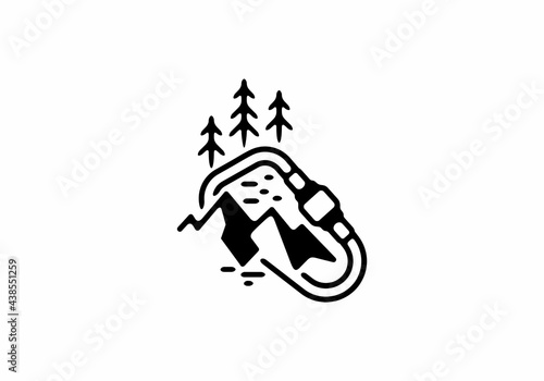 Outdoor carabiner line art badge