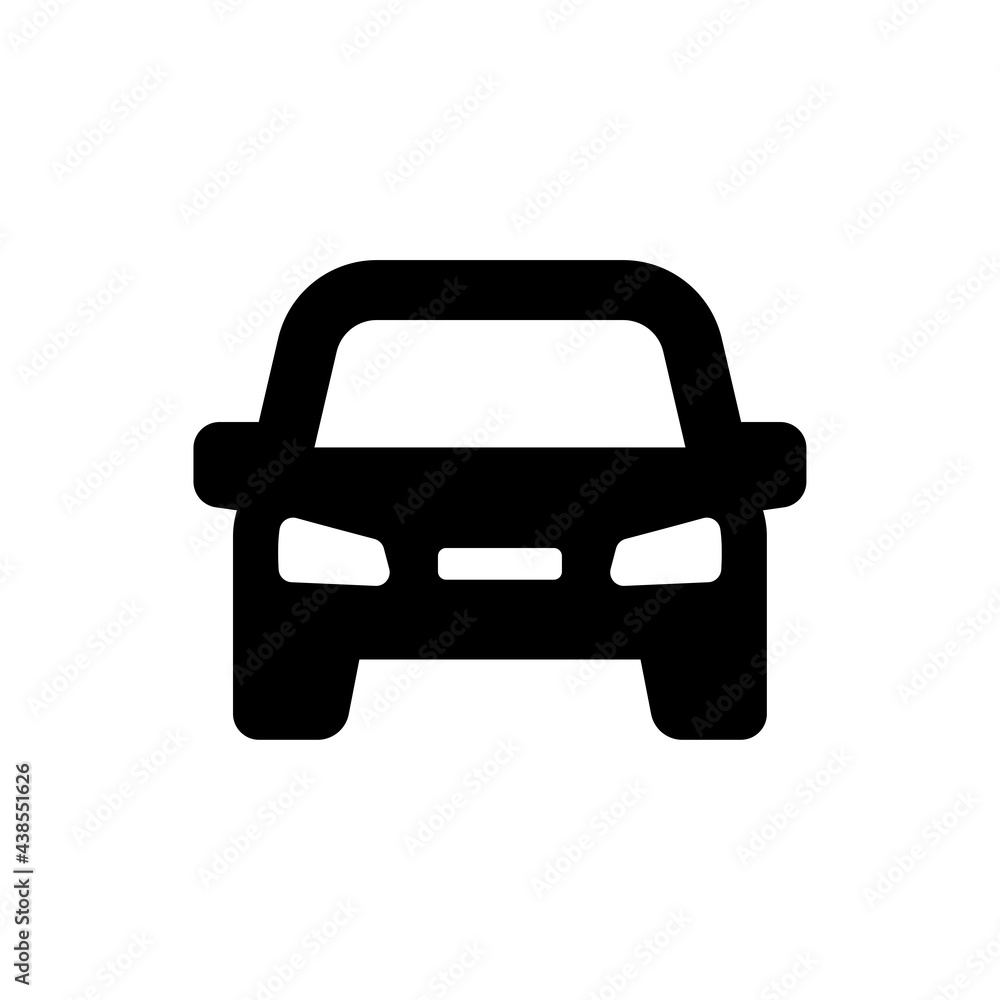 Car icon. Auto vehicle isolated. Transport icons. Automobile silhouette front view. Sedan car, vehicle or automobile symbol on white background 
