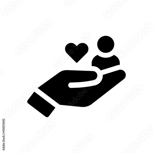 Heart care icon. charity symbol isolated on white background.