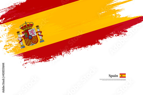 Happy national day of Spain with grungy stylish brush flag background