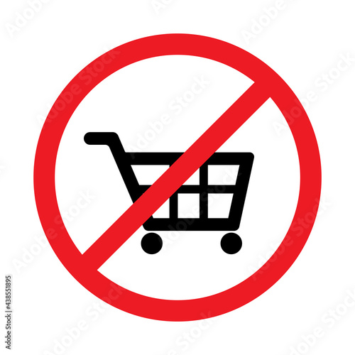 no shopping cart or trolley sign icon vector