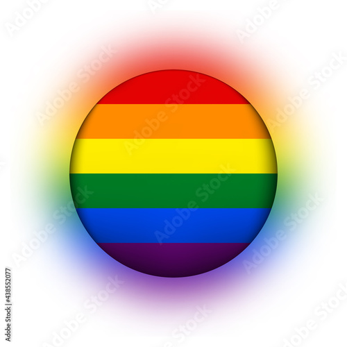 Glass light ball with flag of LGBT. Round sphere, template icon. Glossy realistic ball, 3D abstract vector illustration.Love wins. LGBT symbol sticker in rainbow colors. Gay pride collection