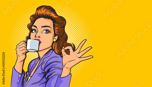 Beautiful Business woman having coffee