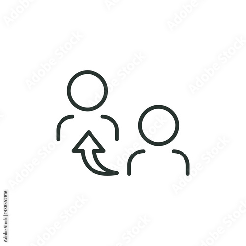 Referrals line icon. Simple outline style. Reference, business, communication, marketing, user, people, network concept. Vector illustration isolated on white background. Thin stroke EPS 10.