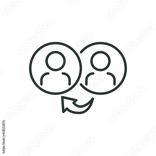 Referrals line icon. Simple outline style. Reference, business, communication, marketing, user, people, network concept. Vector illustration isolated on white background. Thin stroke EPS 10.