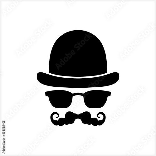Hipster icon isolated on white. Stencil vector stock illustration. EPS 10
