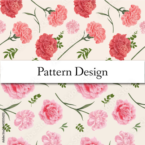 Pattern seamless with carnation flower concept, watercolor style