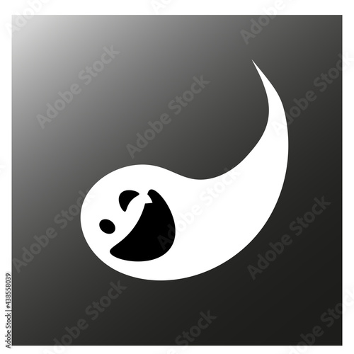 Halloween scary haunted cartoon ghost vector illustration.