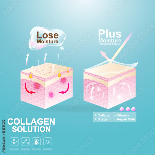 Collagen or Serum Repair Skin Layer. Vector Background Concept for Skincare Cosmetic Products.