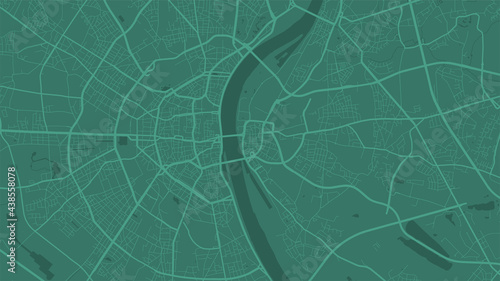 Green Cologne City area vector background map, streets and water cartography illustration.