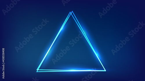 Neon double triangular frame with shining effects
