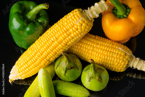 Close up Vegetable on black