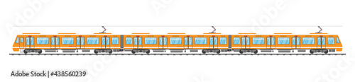 Detailed Underground Train Car Isolated. Subway Railway Car on White. Modern Urban Metro. Passenger Express Railway. Railroad Public Transportation. Rapid Transport. Flat Vector Illustration