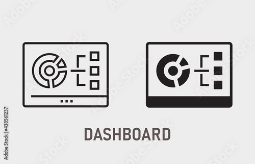 Dashboarding visualization icon on white background. Vector illustration.