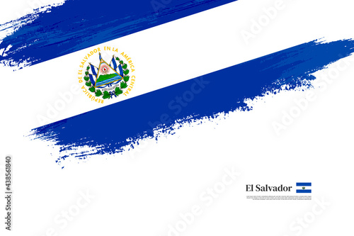 Happy independence day of El Salvador with grungy stylish brush flag background