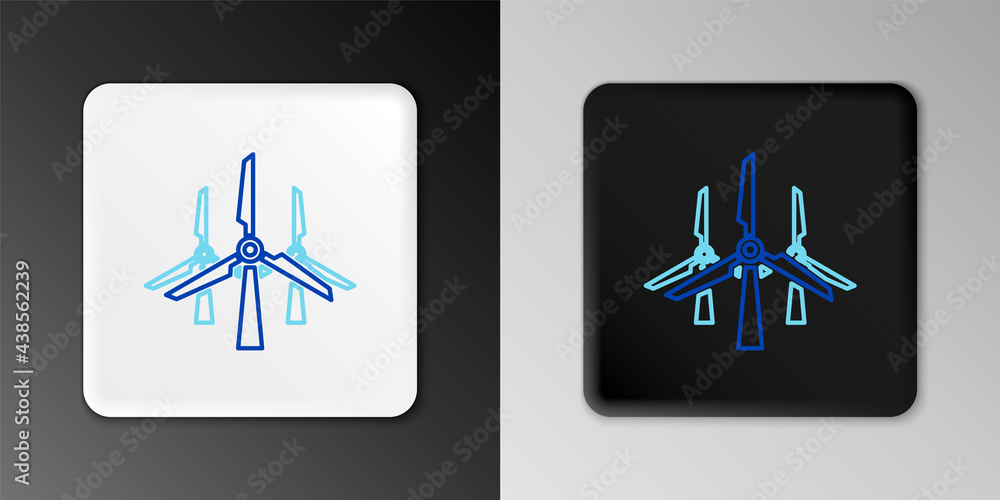 Line Wind turbines icon isolated on grey background. Wind generator sign. Windmill silhouette. Windmills for electric power production. Colorful outline concept. Vector Line Wind turbines icon isolated on grey background. Wind generator sign. Windmill silhouette. Windmills for electric power production. Colorful outline concept. Vector