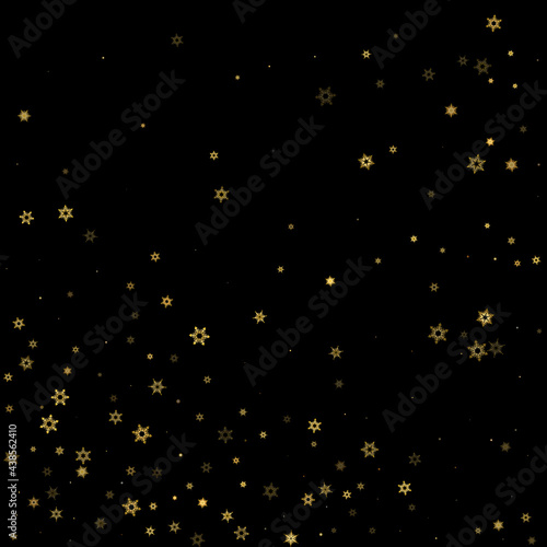 Falling Snow flakes golden pattern Holiday Vector