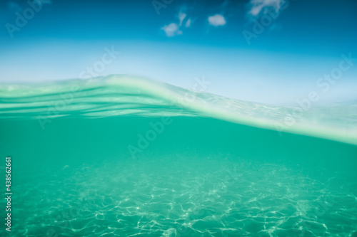 Sea sand and blue water. Underwater. ocean background © ValentinValkov