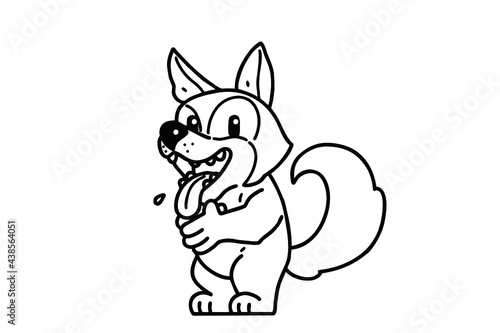 Fototapeta Naklejka Na Ścianę i Meble -  A dog character with great gains. Vector line art illustration.