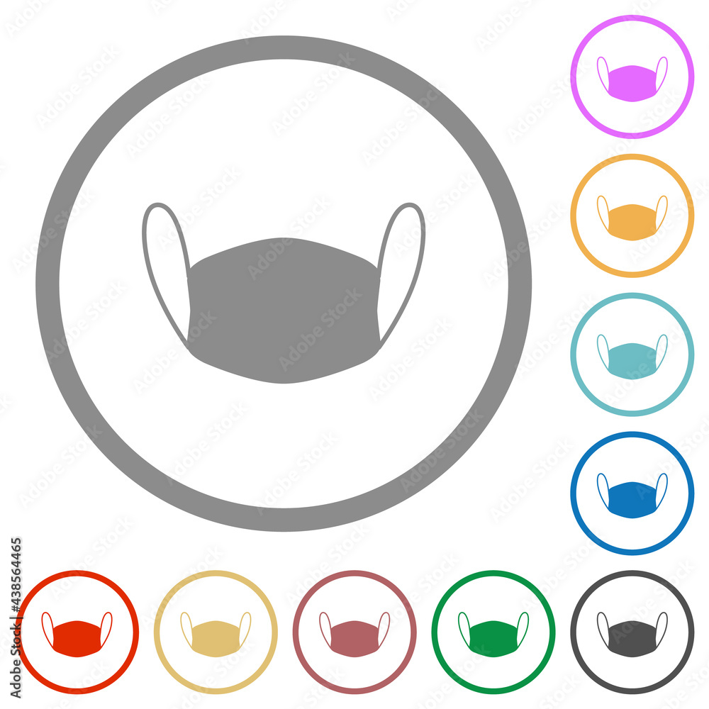 Medical face mask flat icons with outlines Medical face mask flat icons with outlines