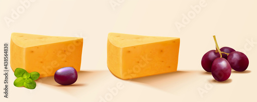 3d cheese chunks illustration