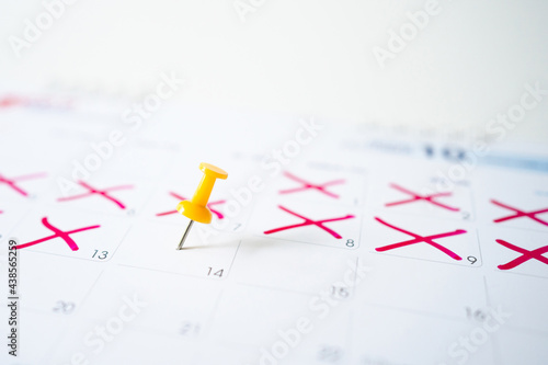Push pin on calendar in 14th of month.