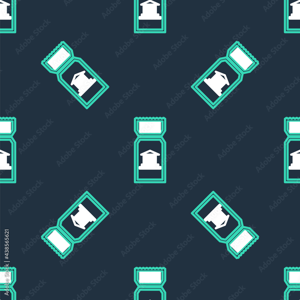 Line Museum ticket icon isolated seamless pattern on black background. History museum ticket coupon event admit exhibition excursion. Vector Line Museum ticket icon isolated seamless pattern on black background. History museum ticket coupon event admit exhibition excursion. Vector